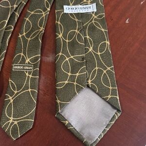 Giorgio Armani Green and Gold Patterned Tie